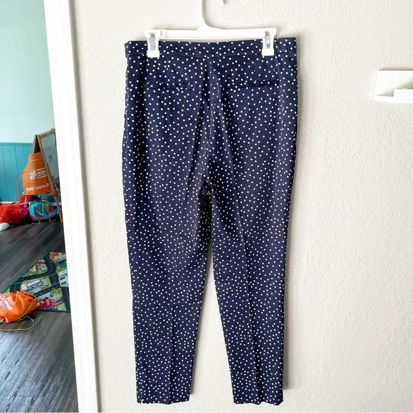 Court & Rowe Pants Women's 12 Navy Blue White Scatter Polka Dot Twee Academia - Picture 2 of 6